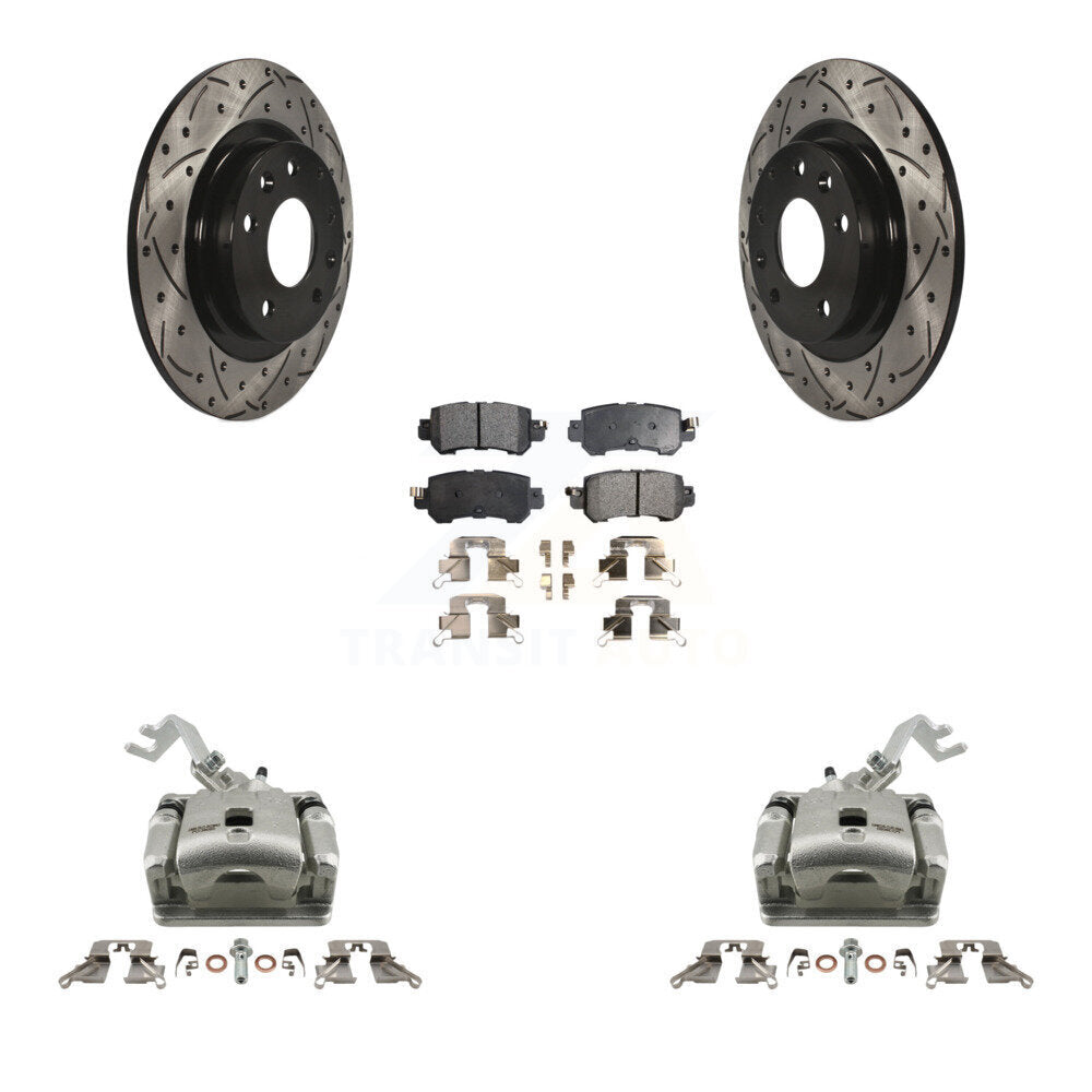 Rear Brake Coat Caliper Drill Slot Rotors Semi-Metallic Pad Kit For 2016-2018 Mazda CX-3 KCD-100550P