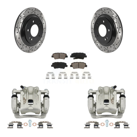 Rear Disc Brake Coated Caliper Drill Slot Rotor Ceramic Pad Kit For 2013 Kia Optima 2.0L KCD-100551C