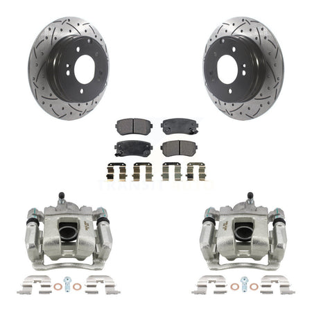 Rear Disc Brake Coated Caliper Drilled Slotted Rotors Ceramic Pad Kit For Hyundai Tucson KCD-100552T