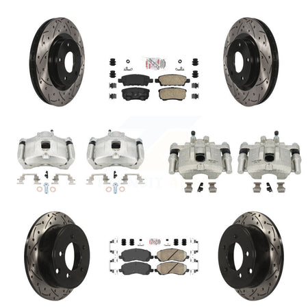 Front Rear Brake Caliper Drill Slot Rotors Ceramic Pad Kit (10Pc) For Jeep Patriot Dodge KCD-100553N