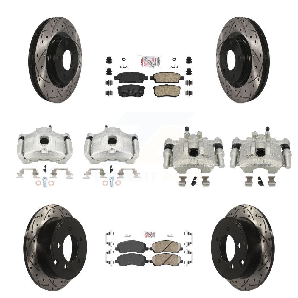 Front Rear Brake Caliper Drill Slot Rotors Ceramic Pad Kit (10Pc) For Jeep Patriot Dodge KCD-100555N