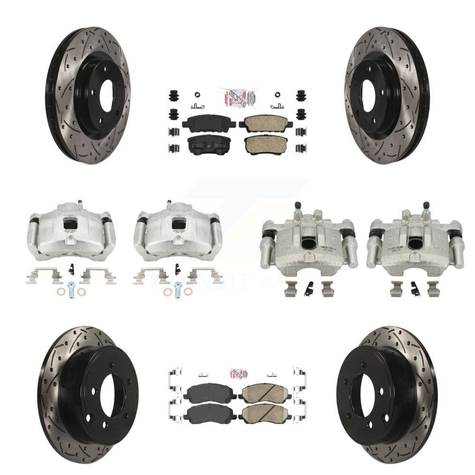 Front Rear Brake Caliper Drill Slot Rotors Ceramic Pad Kit (10Pc) For Jeep Patriot Dodge KCD-100555N
