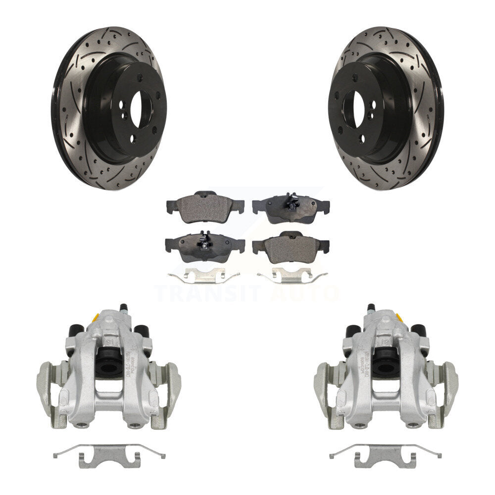 Rear Brake Caliper Drill Slotted Rotors Ceramic Pad Kit For Mercedes-Benz E350 E500 E320 KCD-100555T