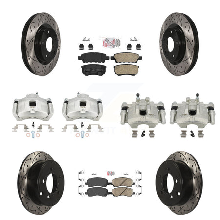 Front Rear Brake Caliper Drill Slot Rotors Ceramic Pad Kit (10Pc) For Jeep Patriot Dodge KCD-100556N