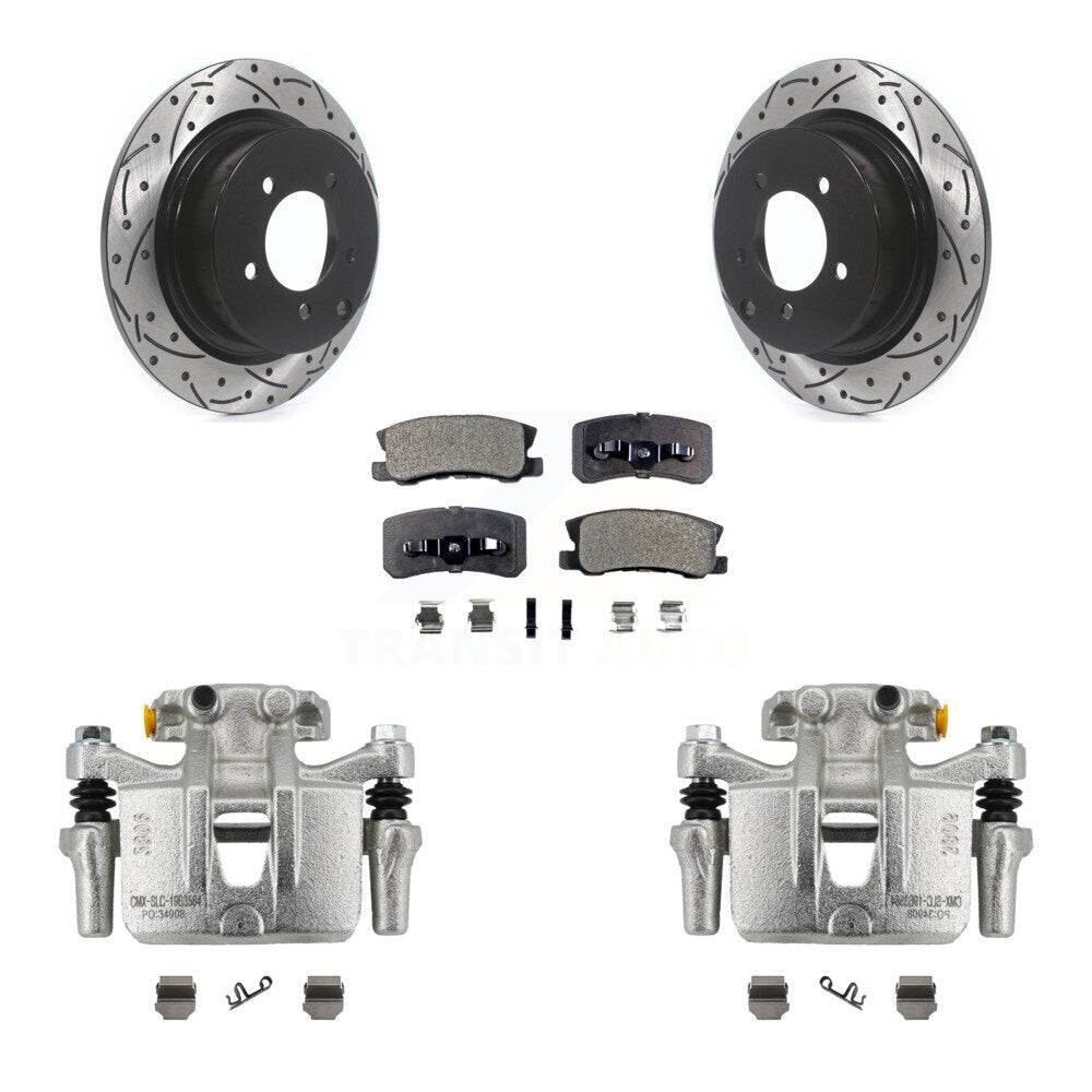 Rear Disc Brake Coated Caliper Drill Slot Rotor Ceramic Pad Kit For Mitsubishi Outlander KCD-100557T