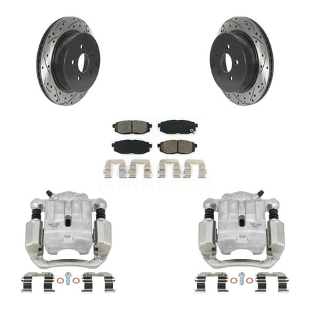 Rear Brake Caliper Drill Slot Rotor Semi-Metallic Pad Kit For 14-18 Subaru Forester 2.0L KCD-100558S