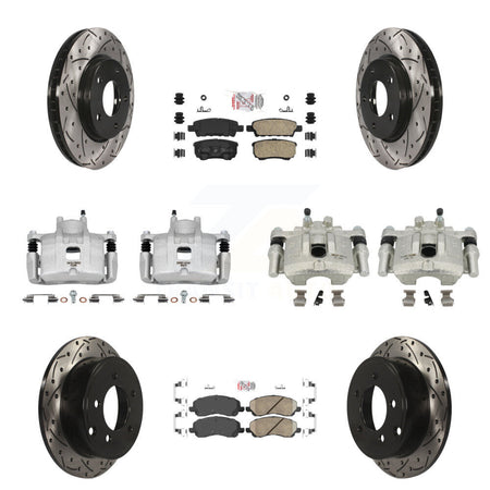 Front Rear Brake Caliper Drilled Slot Rotor Ceramic Pad Kit (10Pc) For Mitsubishi Lancer KCD-100559N