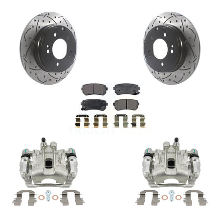Rear Brake Caliper Drill Slot Rotors Semi-Metallic Pad Kit For Hyundai Sonata GAS engine KCD-100561P