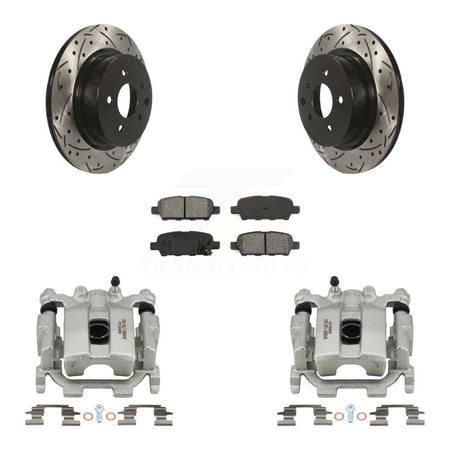 Rear Disc Brake Coated Caliper Drill Slot Rotors Semi-Metallic Pad Kit For Nissan Maxima KCD-100561S