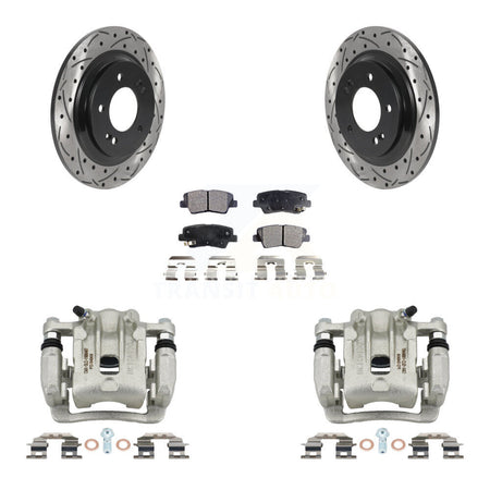 Rear Disc Brake Coated Caliper Drill Slot Rotor Ceramic Pad Kit For 2013 Kia Optima 2.0L KCD-100561T
