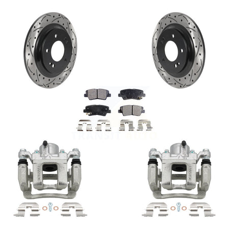 Rear Disc Brake Coated Caliper Drill Slot Rotor Ceramic Pad Kit For 2013 Kia Optima 2.4L KCD-100562T