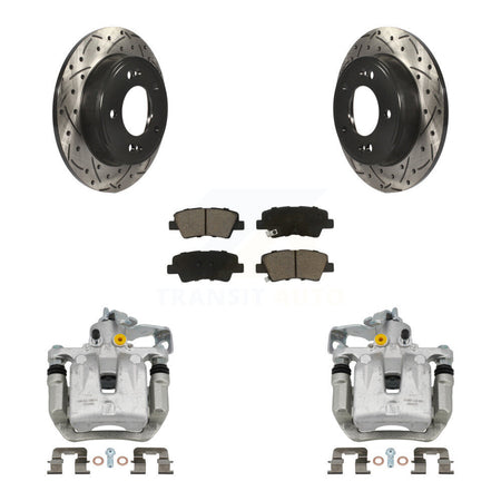 Rear Brake Caliper Drill Slot Rotor Ceramic Pad Kit For Kia Forte Hyundai Forte5 Elantra KCD-100564C
