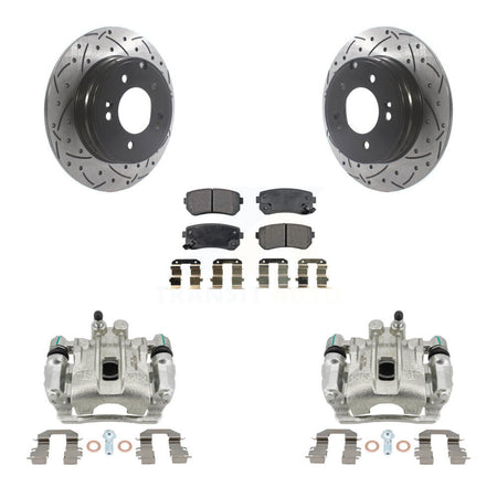 Rear Brake Caliper Drill Slot Rotors Ceramic Pad Kit For 15-16 Hyundai Sonata GAS engine KCD-100565T