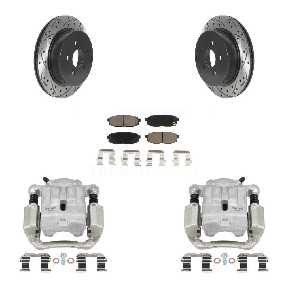 Rear Brake Caliper Drilled Slot Rotor Ceramic Pad Kit For 2014-2018 Subaru Forester 2.0L KCD-100566C