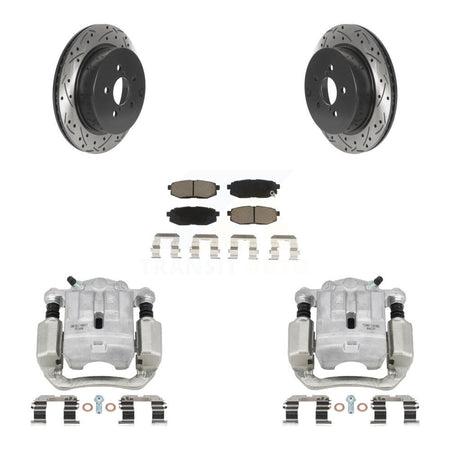 Rear Brake Caliper Drilled Slot Rotor Ceramic Pad Kit For 2014-2018 Subaru Forester 2.0L KCD-100566C