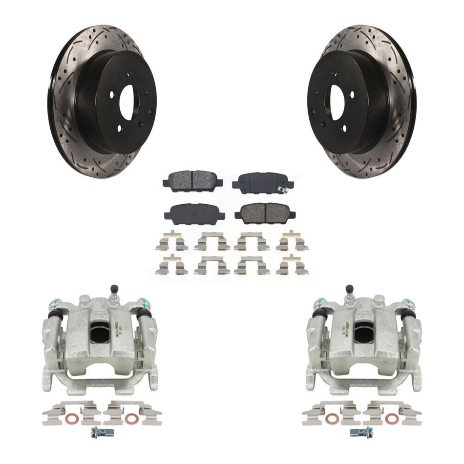 Rear Disc Brake Coated Caliper Drilled Slotted Rotors And Semi-Metallic Pads Kit For Nissan Murano INFINITI Pathfinder QX60 Q50 Quest JX35 M37 Q60 Q70 Q70L M56 M35h KCD-100567S
