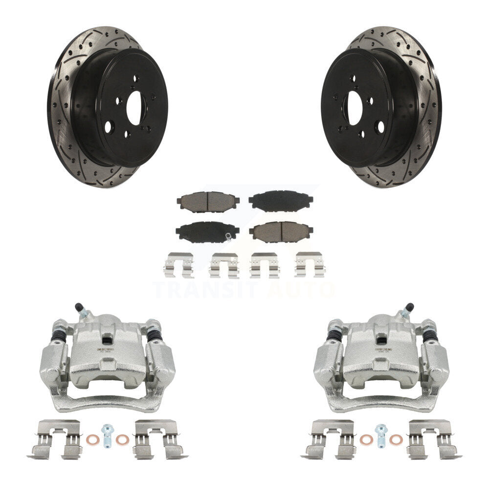Rear Brake Coat Caliper Drill Slot Rotor Ceramic Pad Kit For Subaru Impreza Forester WRX KCD-100568C