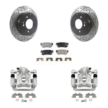 Rear Disc Brake Coated Caliper Drill Slot Rotors Ceramic Pad Kit For Hyundai Sonata 3.3L KCD-100570T