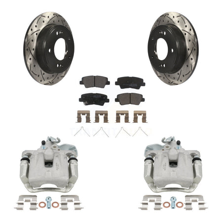 Rear Brake Coated Caliper Drill Slot Rotors Semi-Metallic Pad Kit For 2017-2018 Kia Soul KCD-100572P