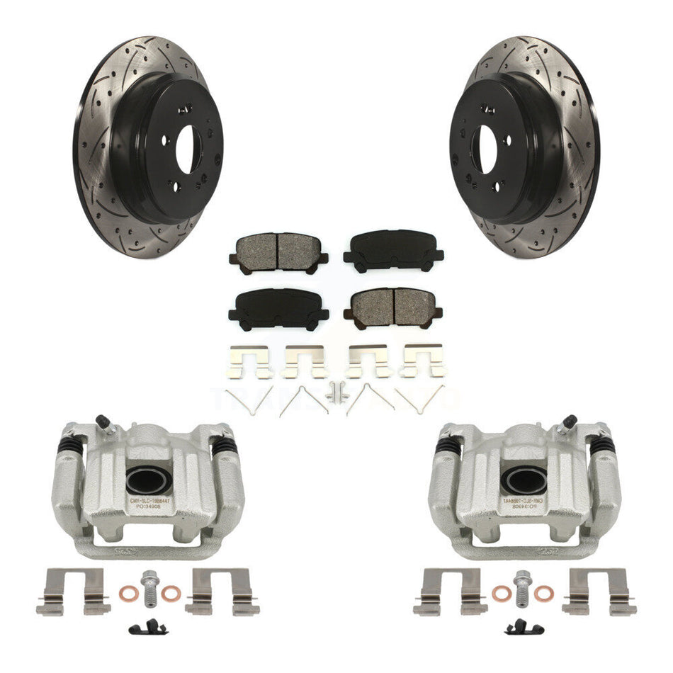 Rear Disc Brake Coated Caliper Drilled Slotted Rotors And Semi-Metallic Pads Kit For 2011-2017 Honda Odyssey KCD-100572S
