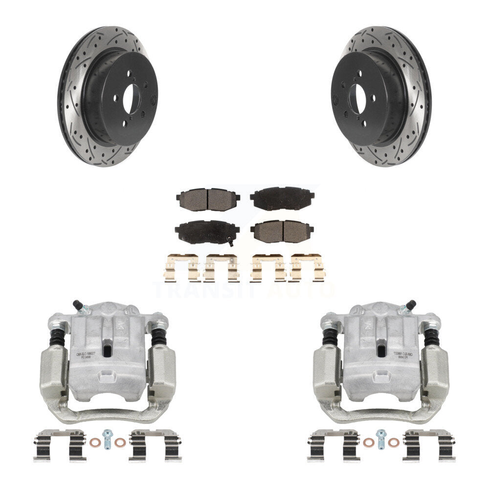 Rear Brake Caliper Drill Slot Rotor Semi-Metallic Pad Kit For 14-18 Subaru Forester 2.0L KCD-100573P