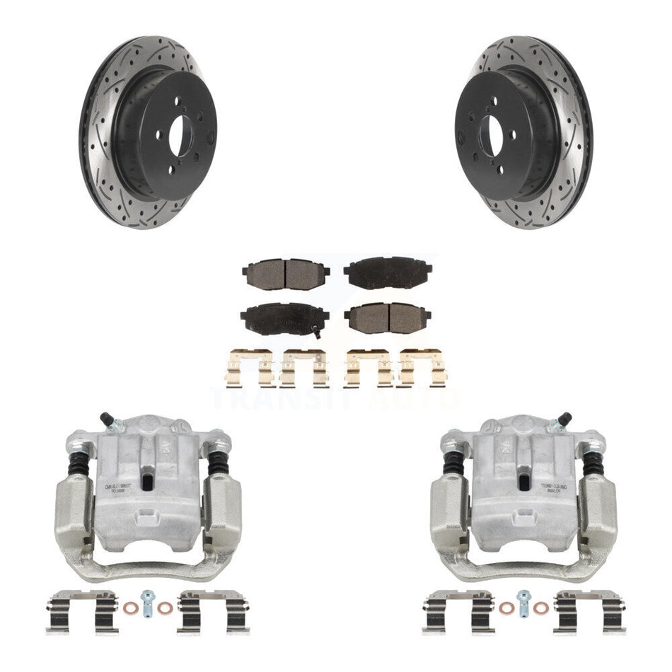 Rear Brake Caliper Drill Slot Rotor Semi-Metallic Pad Kit For 14-18 Subaru Forester 2.0L KCD-100573P