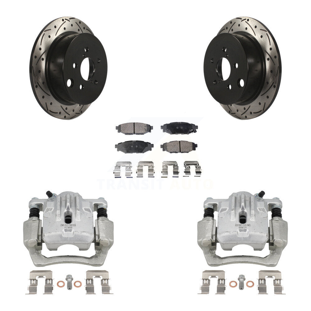 Rear Brake Caliper Drill Slot Rotor Semi-Metallic Pad Kit For Subaru Impreza Forester XV KCD-100574P