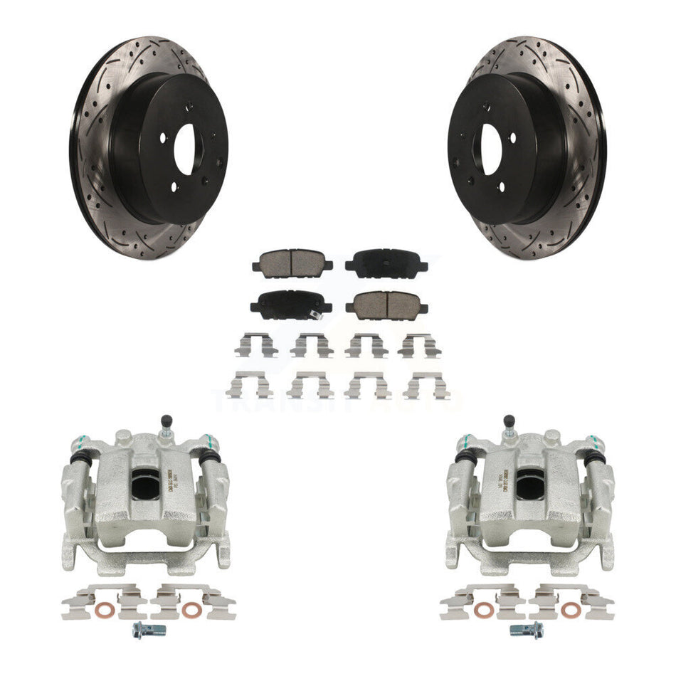 Rear Disc Brake Coated Caliper Drilled Slotted Rotors And Ceramic Pads Kit For Nissan Murano INFINITI Pathfinder QX60 Q50 Quest JX35 M37 Q60 Q70 Q70L M56 M35h KCD-100575C