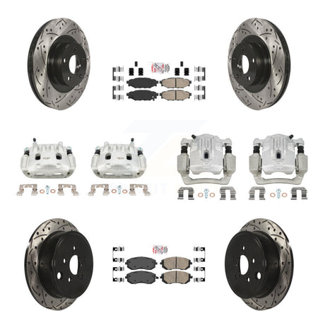 Front Rear Brake Coat Caliper Drill Slot Rotor Ceramic Pad Kit (10Pc) For Subaru Outback KCD-100575N