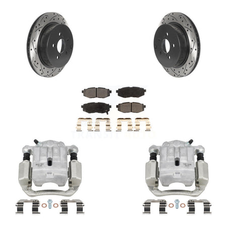 Rear Brake Caliper Drilled Slot Rotor Ceramic Pad Kit For 2014-2018 Subaru Forester 2.0L KCD-100577T