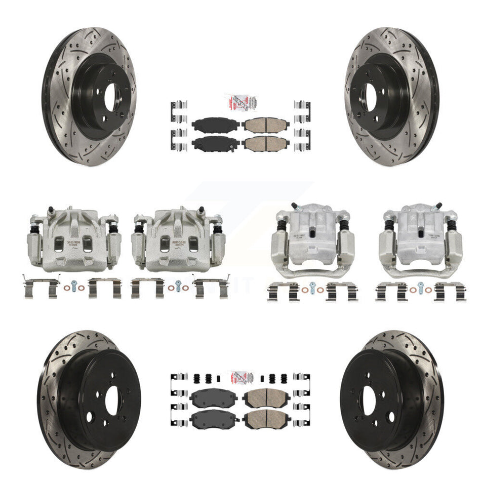 Front Rear Brake Coat Caliper Drill Slot Rotors Ceramic Pad Kit (10Pc) For Subaru Legacy KCD-100578N