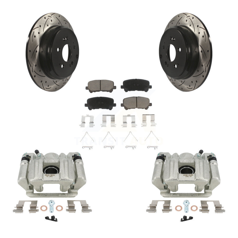 Rear Disc Brake Coated Caliper Drilled Slotted Rotors And Ceramic Pads Kit For Acura MDX ZDX KCD-100579C by Transit Auto