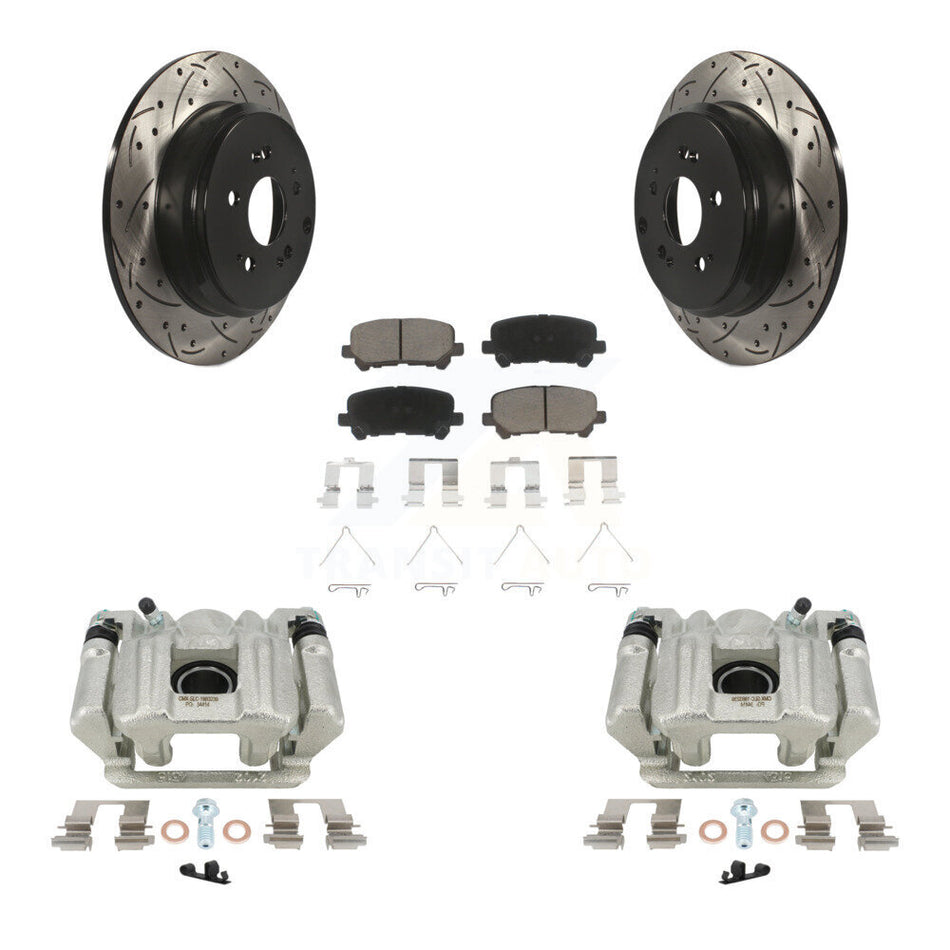 Rear Disc Brake Coated Caliper Drilled Slotted Rotors And Ceramic Pads Kit For Acura MDX ZDX KCD-100579C