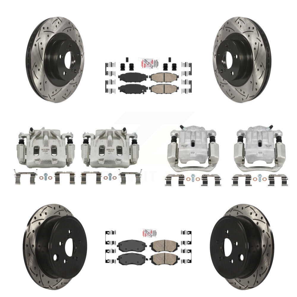 Front Rear Brake Coat Caliper Drill Slot Rotors Ceramic Pad Kit (10Pc) For Subaru Legacy KCD-100579N