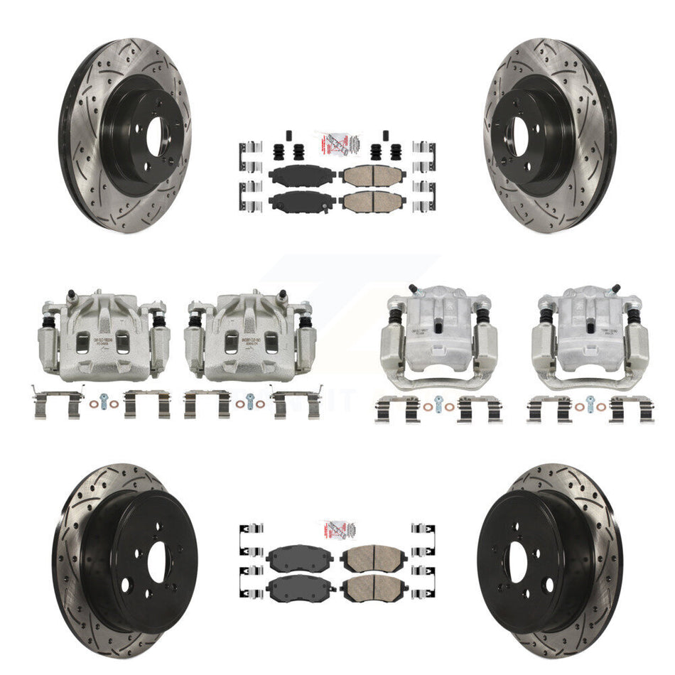 Front Rear Brake Coat Caliper Drill Slot Rotors Ceramic Pad Kit (10Pc) For Subaru Legacy KCD-100579N