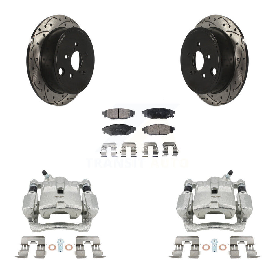 Rear Brake Coat Caliper Drill Slot Rotor Ceramic Pad Kit For Subaru Impreza Forester WRX KCD-100579T