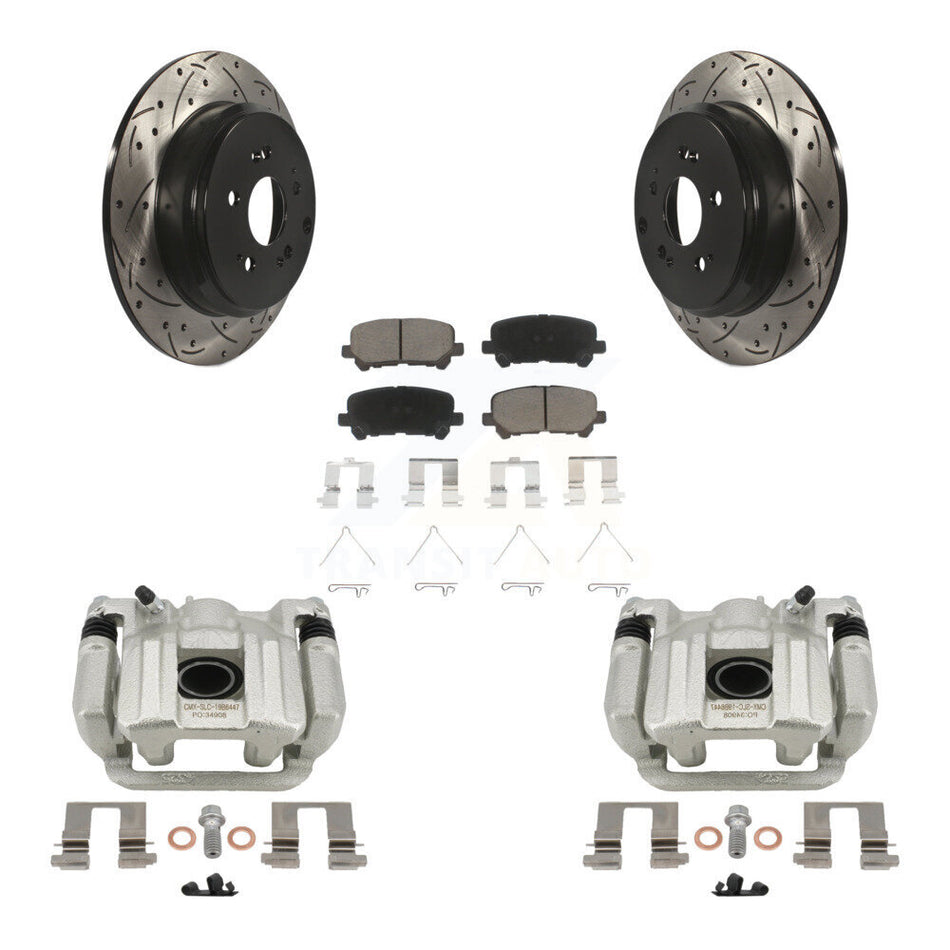 Rear Disc Brake Coated Caliper Drilled Slotted Rotors And Ceramic Pads Kit For 2011-2017 Honda Odyssey KCD-100580C