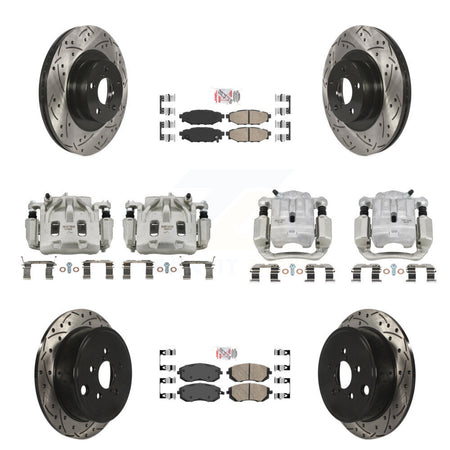 Front Rear Brake Coat Caliper Drill Slot Rotors Ceramic Pad Kit (10Pc) For Subaru Legacy KCD-100580N