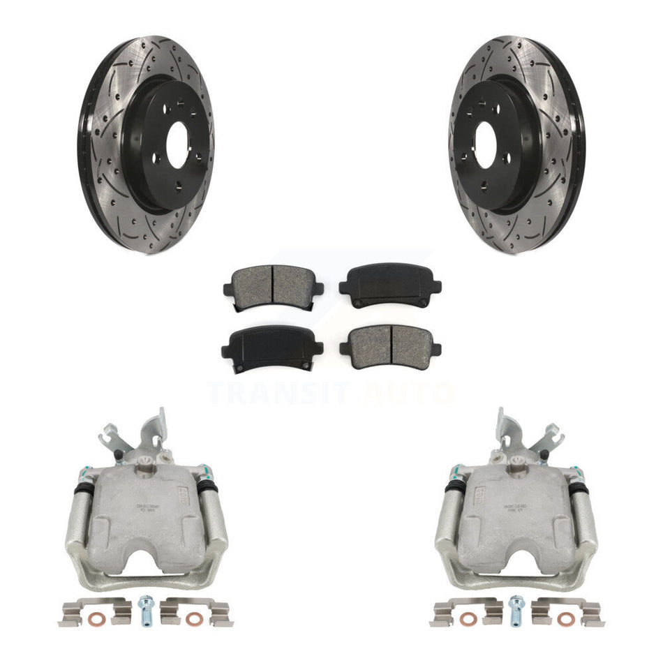 Rear Disc Brake Coated Caliper Drilled Slotted Rotors And Semi-Metallic Pads Kit For Buick LaCrosse Allure KCD-100580S