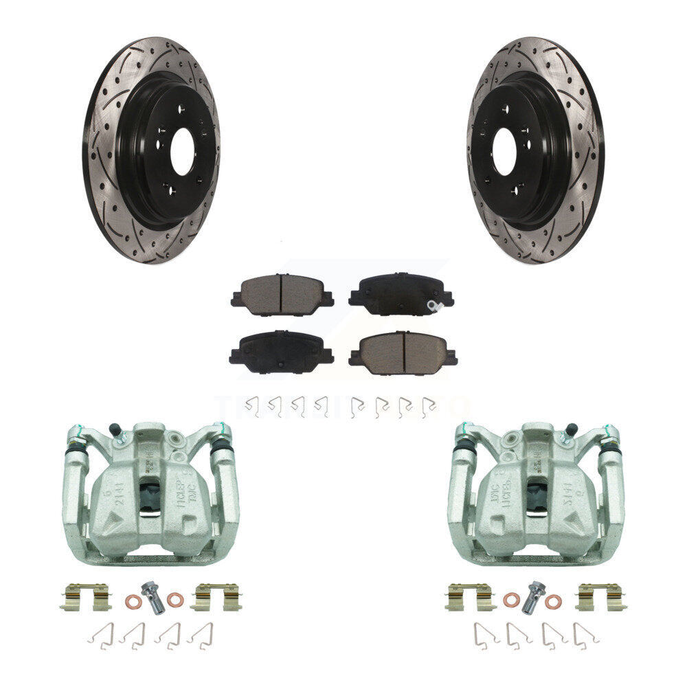 Rear Disc Brake Coated Caliper Drill Slot Rotor Ceramic Pad Kit For 2017-2022 Honda CR-V KCD-100581C