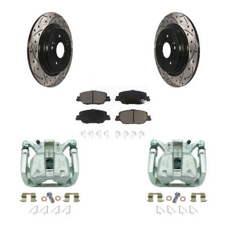 Rear Disc Brake Coated Caliper Drill Slot Rotor Ceramic Pad Kit For 2017-2022 Honda CR-V KCD-100581C