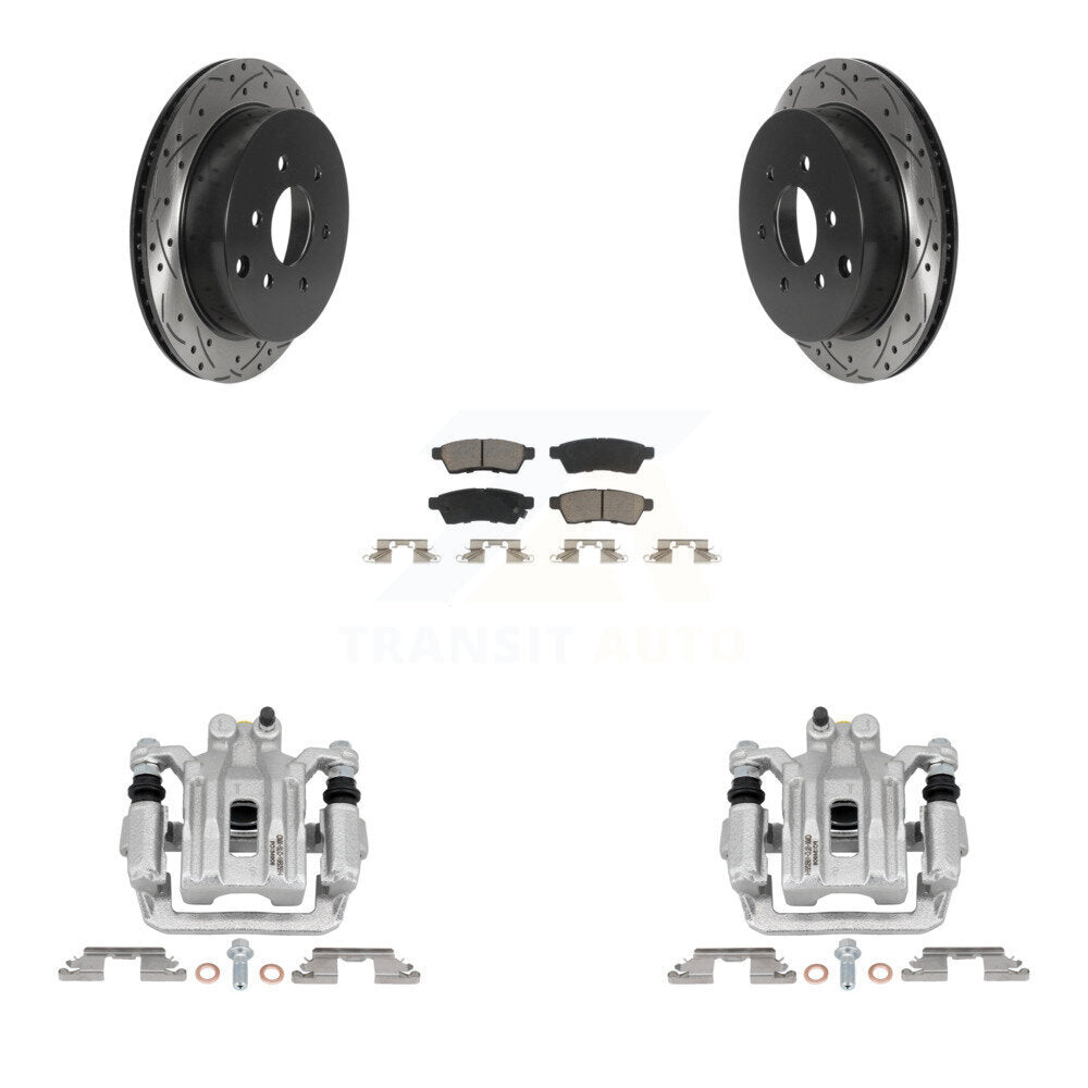 Rear Brake Caliper Drill Slotted Rotor Ceramic Pad Kit For Nissan Frontier Xterra Suzuki KCD-100582C