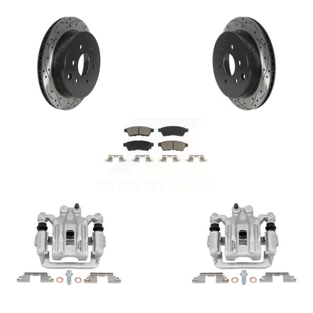 Rear Brake Caliper Drill Slotted Rotor Ceramic Pad Kit For Nissan Frontier Xterra Suzuki KCD-100582C