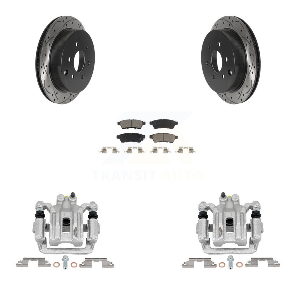 Rear Brake Caliper Drill Slotted Rotor Ceramic Pad Kit For Nissan Frontier Xterra Suzuki KCD-100582C