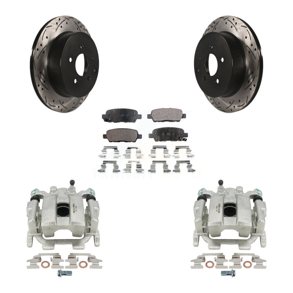 Rear Disc Brake Coated Caliper Drilled Slotted Rotors And Semi-Metallic Pads Kit For Nissan Murano INFINITI Pathfinder QX60 Q50 Quest JX35 M37 Q60 Q70 Q70L M56 M35h KCD-100582P