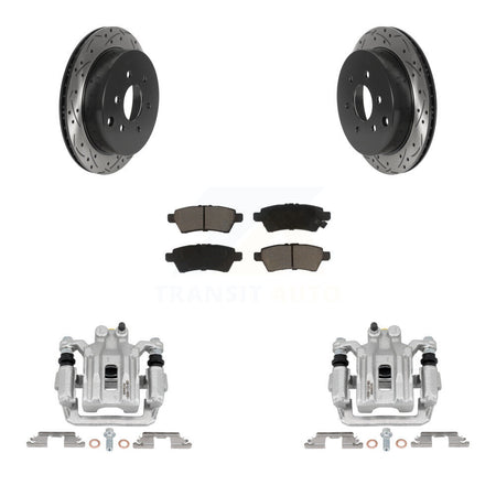 Rear Brake Coated Caliper Drilled Slot Rotor Ceramic Pad Kit For 2006-2007 Nissan Xterra KCD-100583C