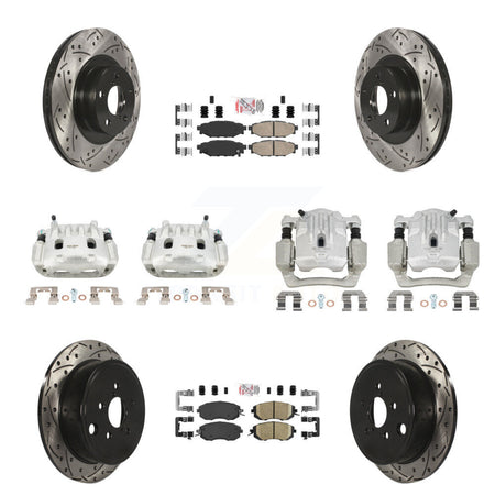Front Rear Brake Caliper Drill Slot Rotor Ceramic Pad Kit (10Pc) For Subaru Outback 2.5L KCD-100583N