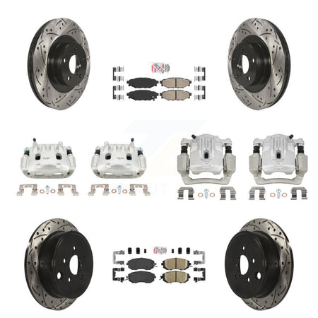 Front Rear Brake Caliper Drill Slot Rotor Ceramic Pad Kit (10Pc) For Subaru Outback 2.5L KCD-100584N