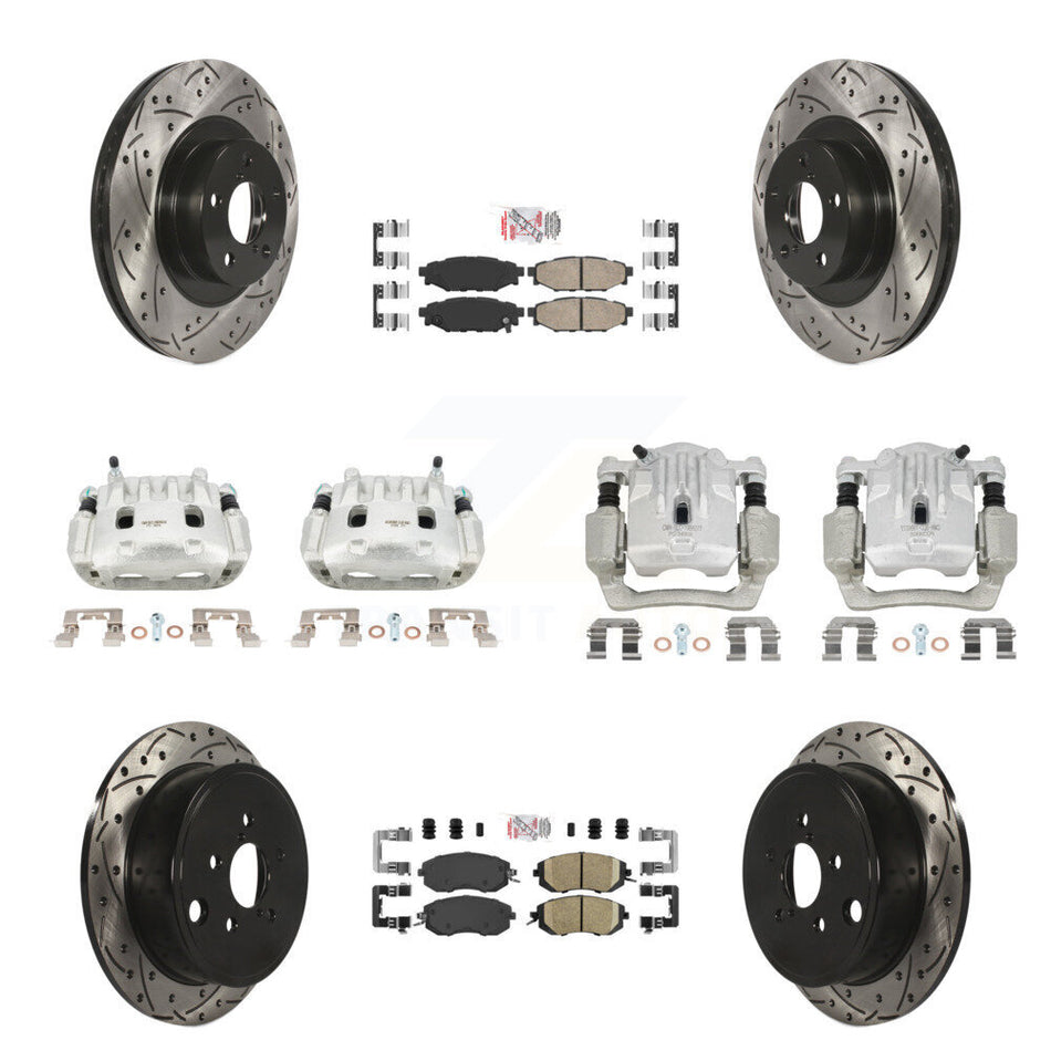 Front Rear Brake Caliper Drill Slot Rotor Ceramic Pad Kit (10Pc) For Subaru Outback 2.5L KCD-100584N
