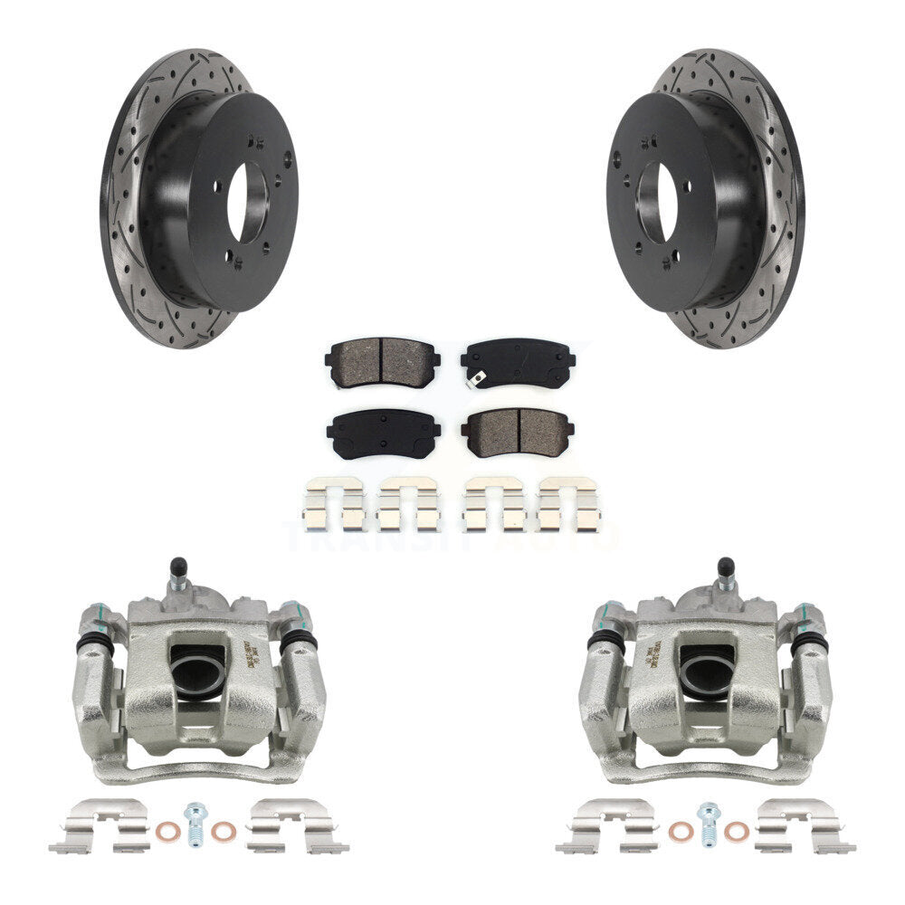 Rear Brake Caliper Drill Slot Rotor Semi-Metallic Pad Kit For Kia Sportage From 12 10 15 KCD-100586S